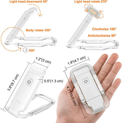 Akumulatorowa lampka do czytania nocnego USB z klipsem 200 mAh