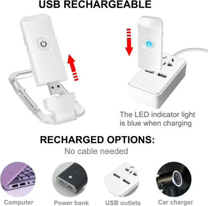 Akumulatorowa lampka do czytania nocnego USB z klipsem 200 mAh