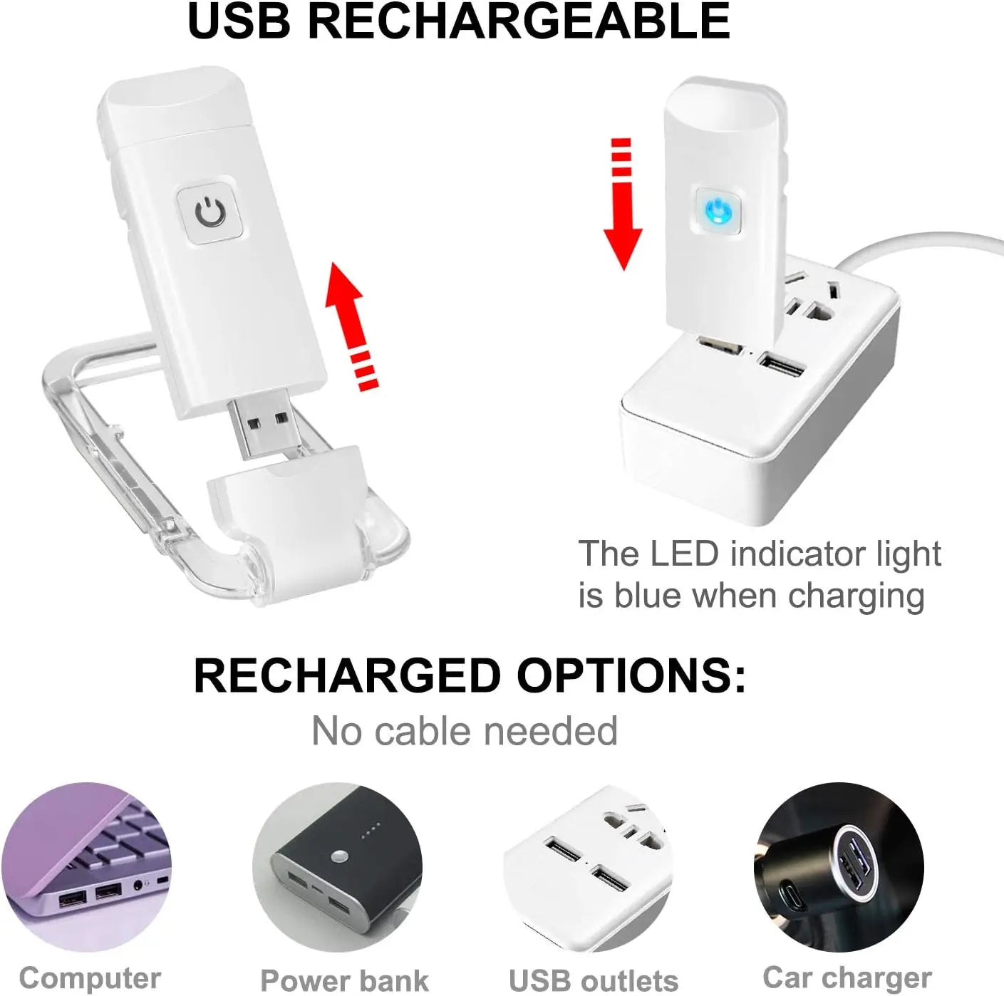 Akumulatorowa lampka do czytania nocnego USB z klipsem 200 mAh